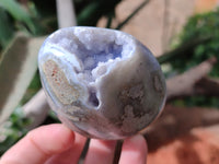 Polished Blue Lace Agate Standing Free Forms x 4 From Nsanje, Malawi