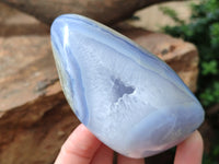 Polished Blue Lace Agate Standing Free Forms x 4 From Nsanje, Malawi