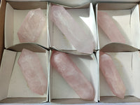 Polished Double Terminated Rose Quartz Points x 6 From Ambatondrazaka, Madagascar