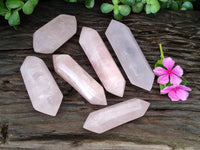 Polished Double Terminated Rose Quartz Points x 6 From Ambatondrazaka, Madagascar