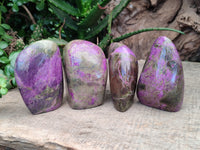 Polished Stichtite Standing Free Forms x 4 From Barberton, South Africa