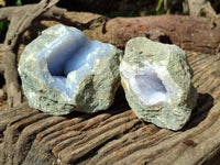 Natural Blue Lace Agate Geode Specimens x 4 From Nsanje, Malawi