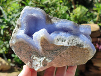 Natural Blue Lace Agate Geode Specimens x 4 From Nsanje, Malawi