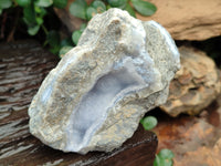 Natural Blue Lace Agate Geode Specimens x 4 From Nsanje, Malawi