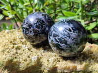 Polished Gabbro Merlinite Sphere's x 4 From Ambatofinandrahana, Madagascar