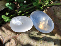 Polished Girasol Pearl Quartz Palm Stones x 24 From Ambatondrazaka, Madagascar