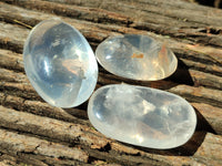 Polished Girasol Pearl Quartz Palm Stones x 24 From Ambatondrazaka, Madagascar