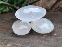 Polished Girasol Pearl Quartz Palm Stones x 24 From Ambatondrazaka, Madagascar