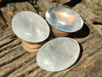 Polished Girasol Pearl Quartz Palm Stones x 24 From Ambatondrazaka, Madagascar