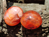 Polished Carnelian Palm Stones x 12 From Madagascar