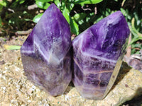 Polished Chevron Amethyst Point x 2 From Zambia