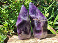 Polished Chevron Amethyst Point x 2 From Zambia