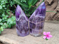 Polished Chevron Amethyst Point x 2 From Zambia