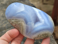 Polished Blue Lace Agate Geodes x 6 From Nsanje, Malawi