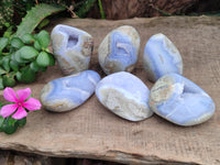 Polished Blue Lace Agate Geodes x 6 From Nsanje, Malawi