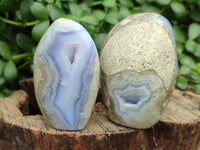 Polished Blue Lace Agate Geodes x 6 From Nsanje, Malawi