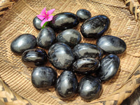 Polished Black Tourmaline Palm Stones x 16 From Madagascar