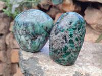 Polished Emerald Mica In Matrix Standing Free Forms x 4 From Mutoko, Zimbabwe