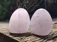 Polished Blue Girasol Rose Quartz Standing Free Forms x 4 From Madagascar