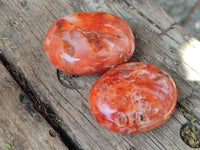 Polished Carnelian Palm Stones x 12 From Madagascar