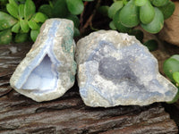 Natural Blue Lace Agate Geode Specimens x 12 From Nsanje, Malawi