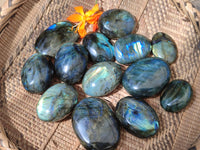 Polished Labradorite Palm Stones x 13 From Tulear, Madagascar