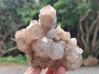 Natural Smokey Phantom Quartz Clusters x 3 From Luena, Congo