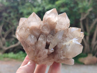 Natural Smokey Phantom Quartz Clusters x 3 From Luena, Congo