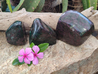 Polished Ruby Corundum In Chrome Verdite Standing Free Forms x  From Zimbabwe