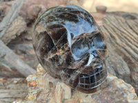 Hand Made Smokey Quartz Skull Carving x 1 From Madagascar