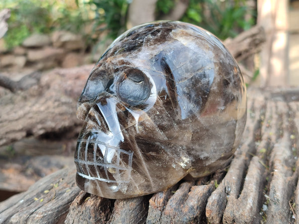 Hand Made Smokey Quartz Skull Carving x 1 From Madagascar