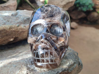 Hand Made Smokey Quartz Skull Carving x 1 From Madagascar