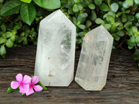 Polished Frosted White Quartz Crystals x 2 From Madagascar