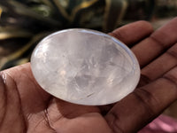 Polished Girasol Pearl Quartz Palm Stones x 24 From Ambatondrazaka, Madagascar