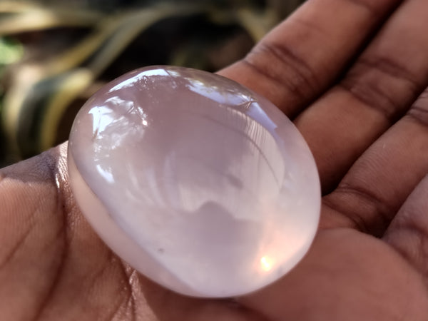 Polished Girasol Pearl Quartz Palm Stones x 24 From Ambatondrazaka, Madagascar