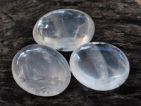 Polished Girasol Pearl Quartz Palm Stones x 24 From Ambatondrazaka, Madagascar