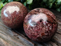 Polished Garnet Spheres x 3 From Mahajanga, Madagascar