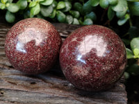 Polished Garnet Spheres x 3 From Mahajanga, Madagascar