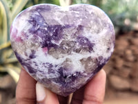 Polished Lepidolite with Pink Rubellite Hearts x 6 From Ambatondrazaka, Madagascar