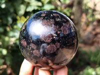 Polished Rare Iolite Spheres with Pink Feldspar Spots x 2 From Madagascar