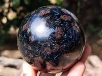 Polished Rare Iolite Spheres with Pink Feldspar Spots x 2 From Madagascar