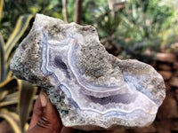 Natural Blue Lace Agate Geode Specimens x 4 From Nsanje, Malawi