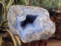 Natural Blue Lace Agate Geode Specimens x 4 From Nsanje, Malawi