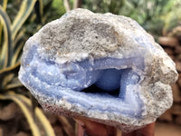 Natural Blue Lace Agate Geode Specimens x 4 From Nsanje, Malawi