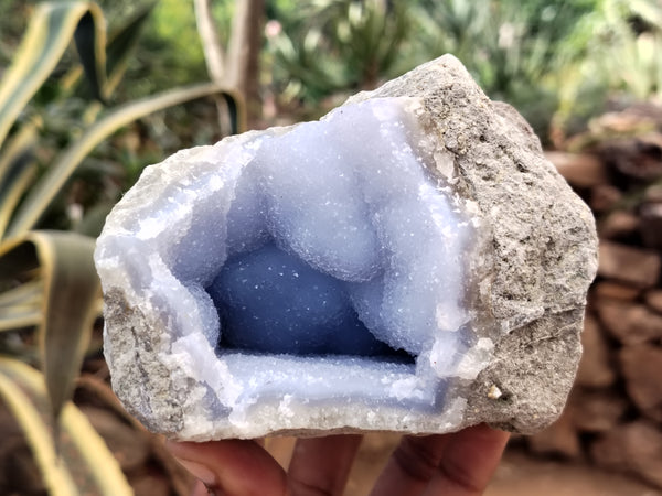 Natural Blue Lace Agate Geode Specimens x 4 From Nsanje, Malawi