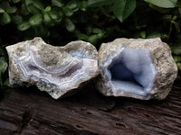 Natural Blue Lace Agate Geode Specimens x 4 From Nsanje, Malawi