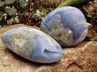 Polished Blue Lace Agate Geodes x 6 From Nsanje, Malawi