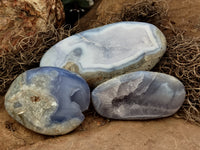 Polished Blue Lace Agate Geodes x 6 From Nsanje, Malawi