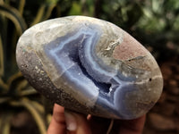 Polished Blue Lace Agate Geodes x 6 From Nsanje, Malawi