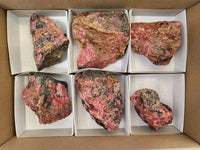 Natural Rhodonite Cobbed Specimens x 6 From Rhusinga, Zimbabwe